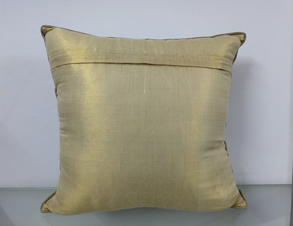 Handmade Aari Embroidered With Sequence Work Pillow Case.