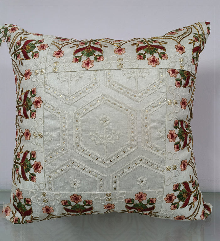 Handmade Chicken Embroidered Throw Cushion Cover.