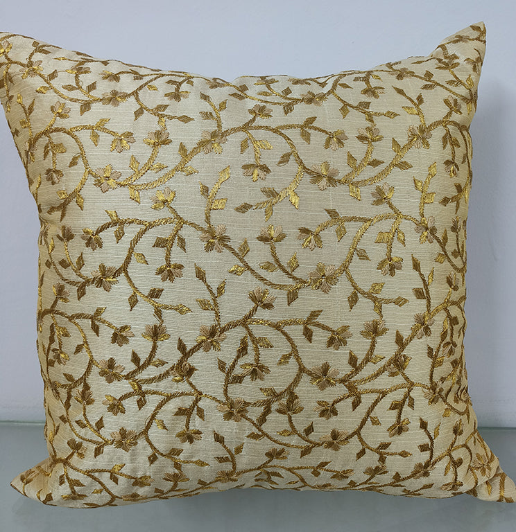 Golden Floral Handmade Ari Embroidery With Sequence Work.