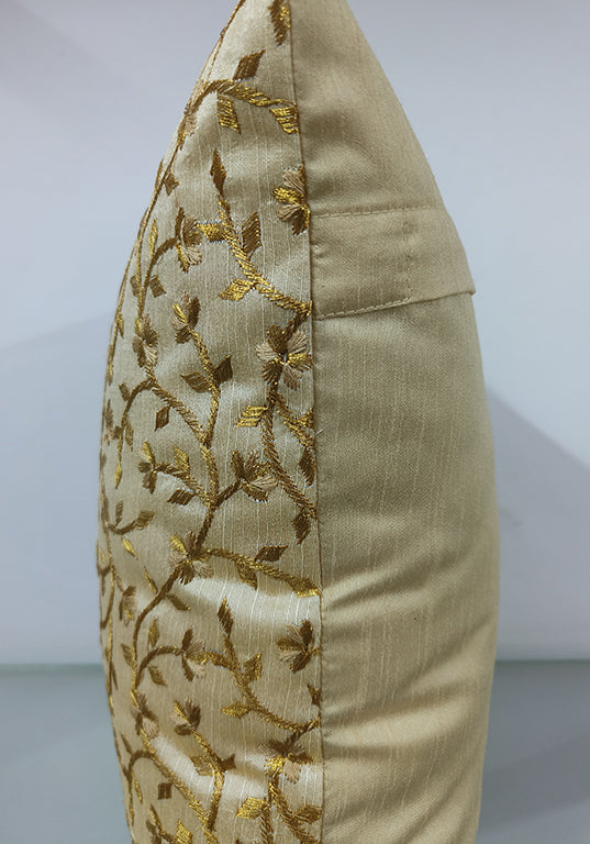 Golden Floral Handmade Ari Embroidery With Sequence Work.