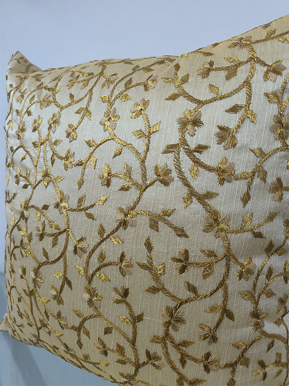 Golden Floral Handmade Ari Embroidery With Sequence Work.