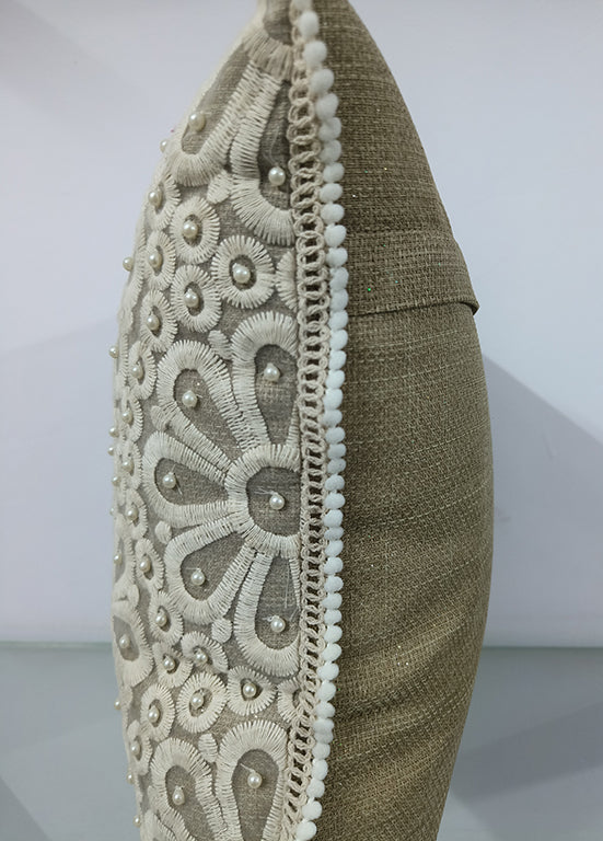 Chicken Embroidery With Pearl Handmade Throw Pillow Case.