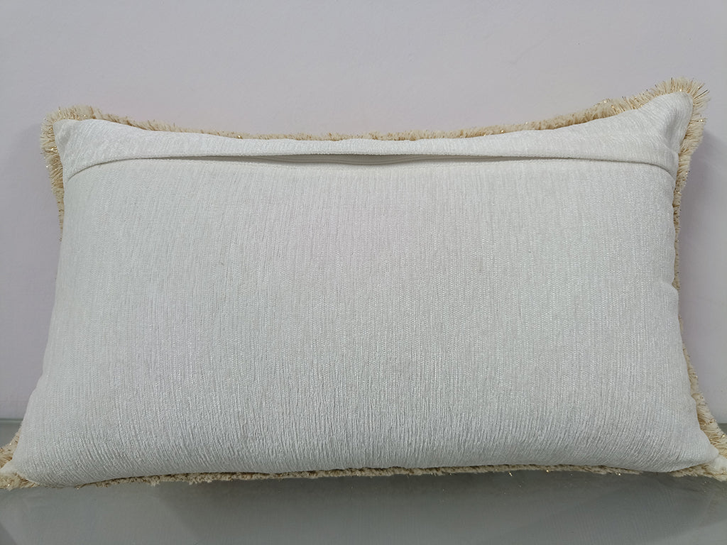 Handmade Floral Design Digital Printed Cushion Cover With Bead Work.