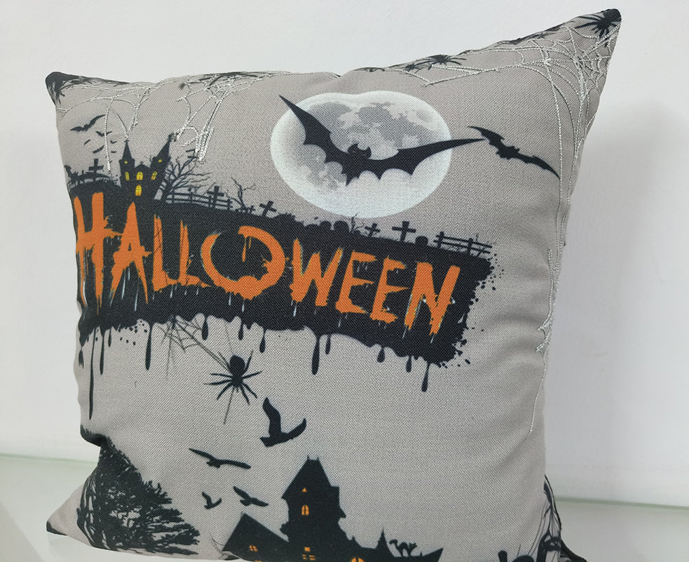 Halloween Theme Digital Printed Pillow Case With Bead Work.