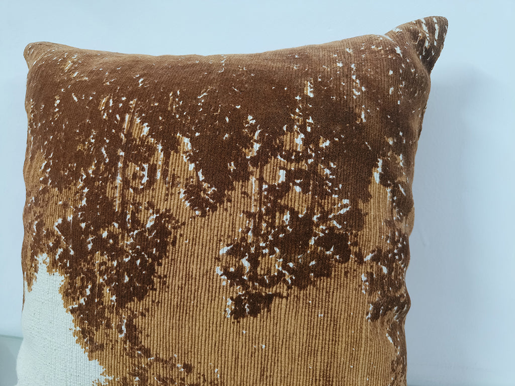 Handmade Throw Cushion Cover - Chicken Embroidery With Cut Work.