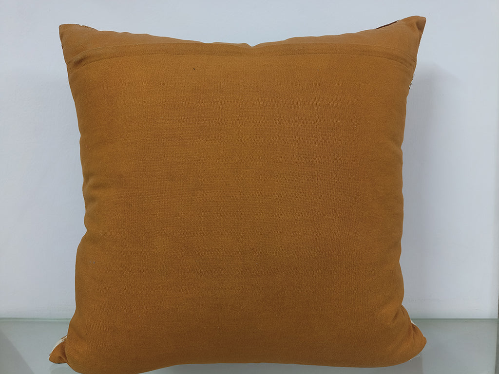 Handmade Throw Cushion Cover - Chicken Embroidery With Cut Work.