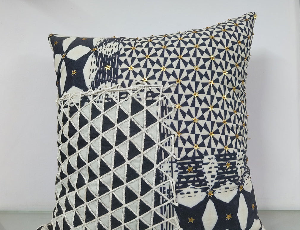Digital Printed With Sequence Work Throw Pillow Case.