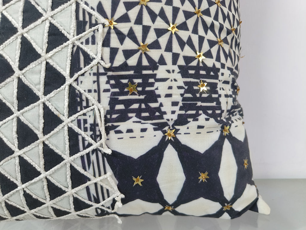 Digital Printed With Sequence Work Throw Pillow Case.