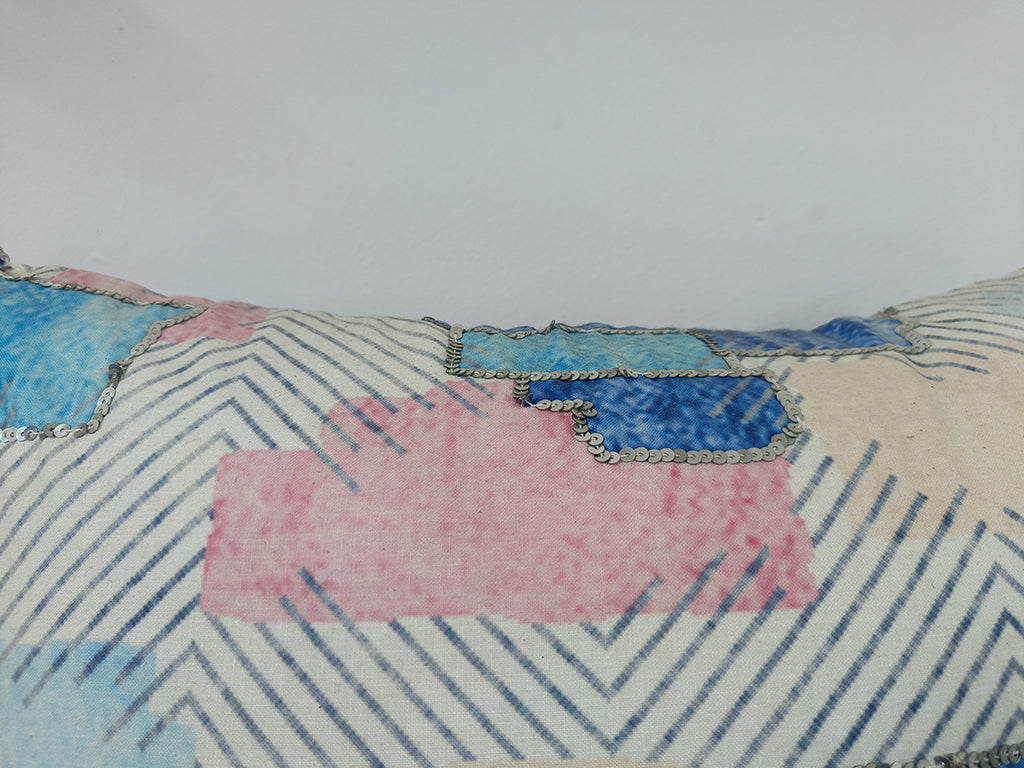 Digital Printed Throw Pillow Case With Sequence Work.