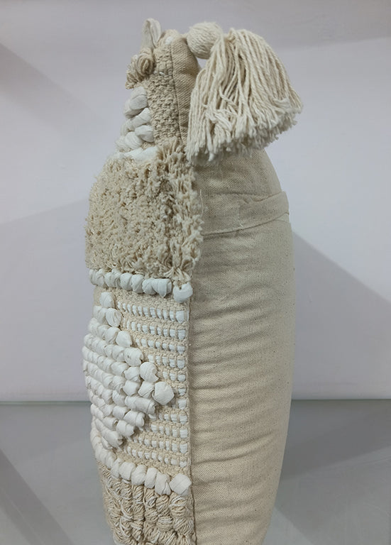 Handmade Cushion Cover Made On Loom With Fringes.