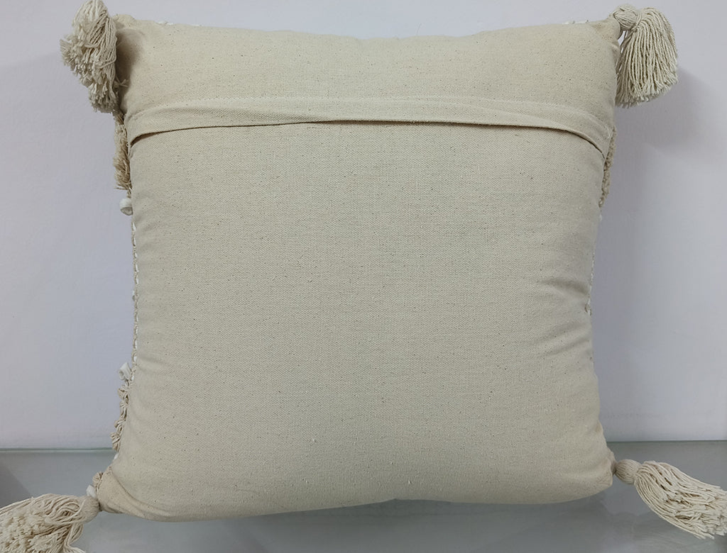 Handmade Cushion Cover Made On Loom With Fringes.