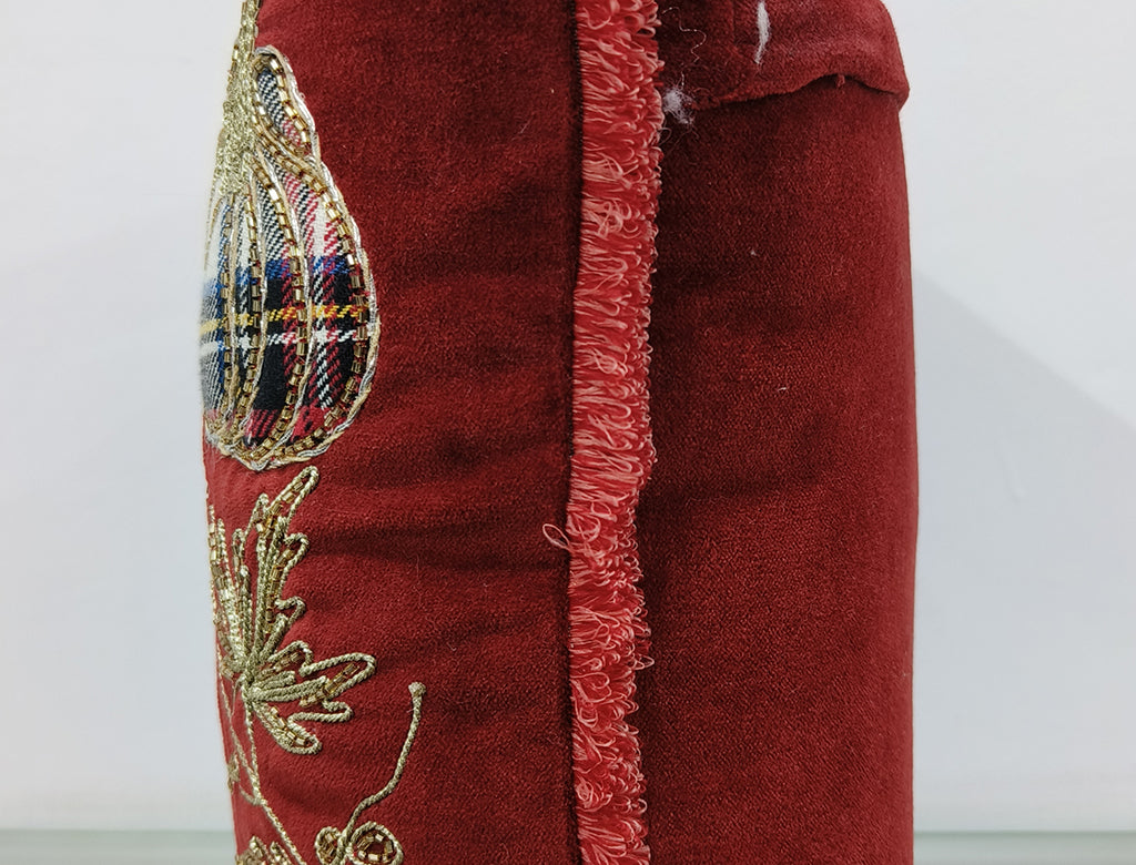 Handmade Chikan Embroidered Cushion Cover.