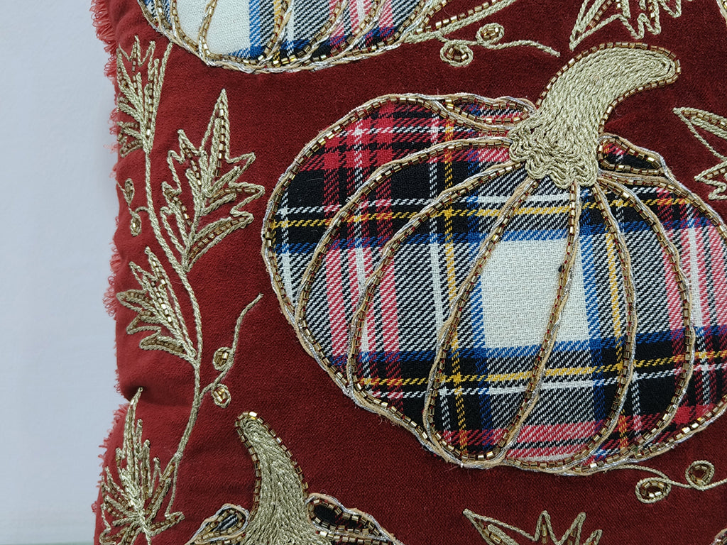 Handmade Chikan Embroidered Cushion Cover.