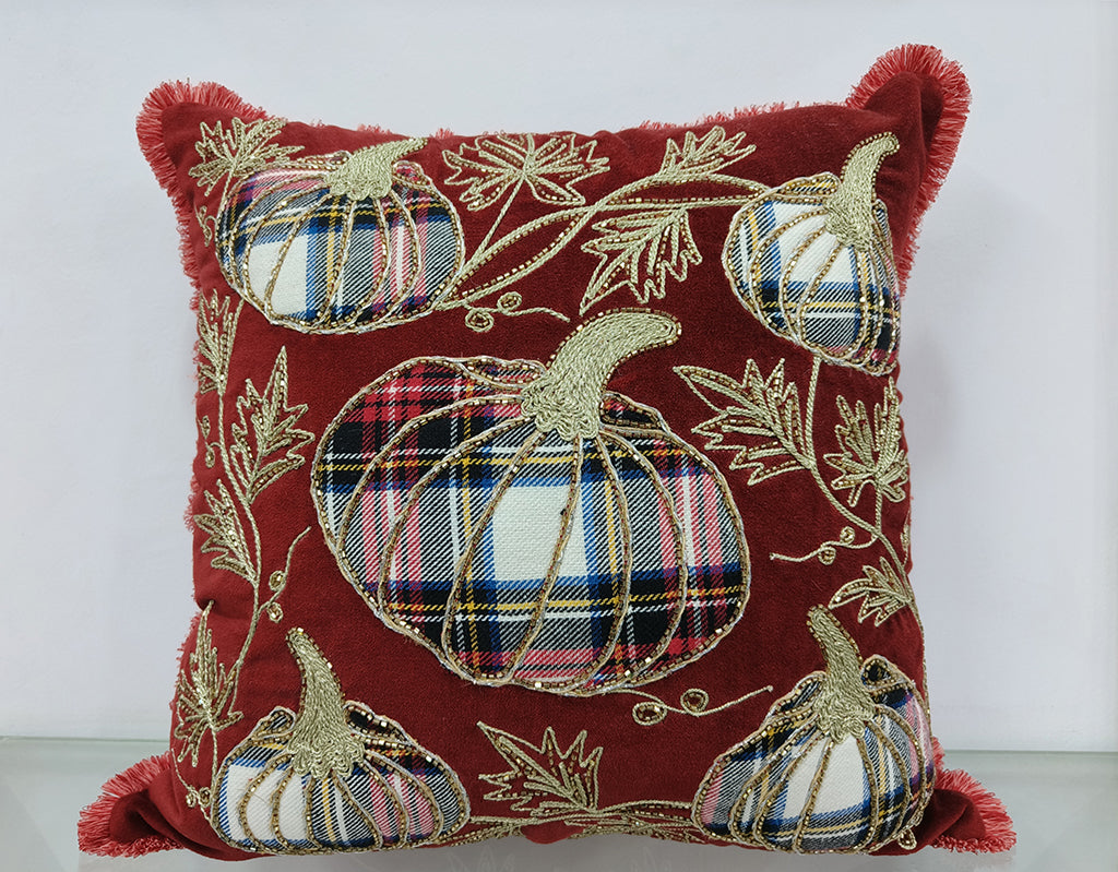 Handmade Chikan Embroidered Cushion Cover.