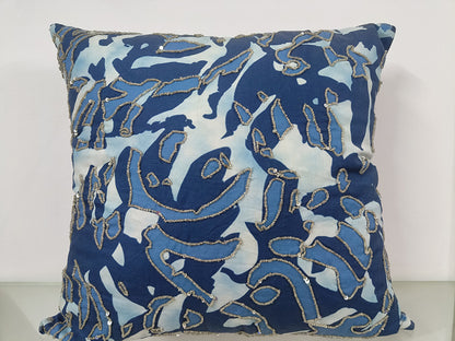 Digital Printed With Sequence Work Throw Pillow Case.
