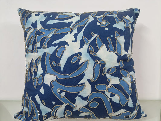 Digital Printed With Sequence Work Throw Pillow Case.