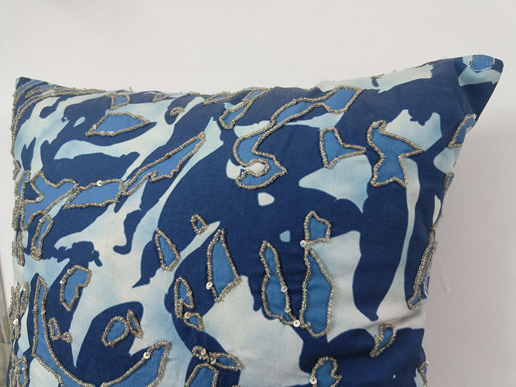 Digital Printed With Sequence Work Throw Pillow Case.