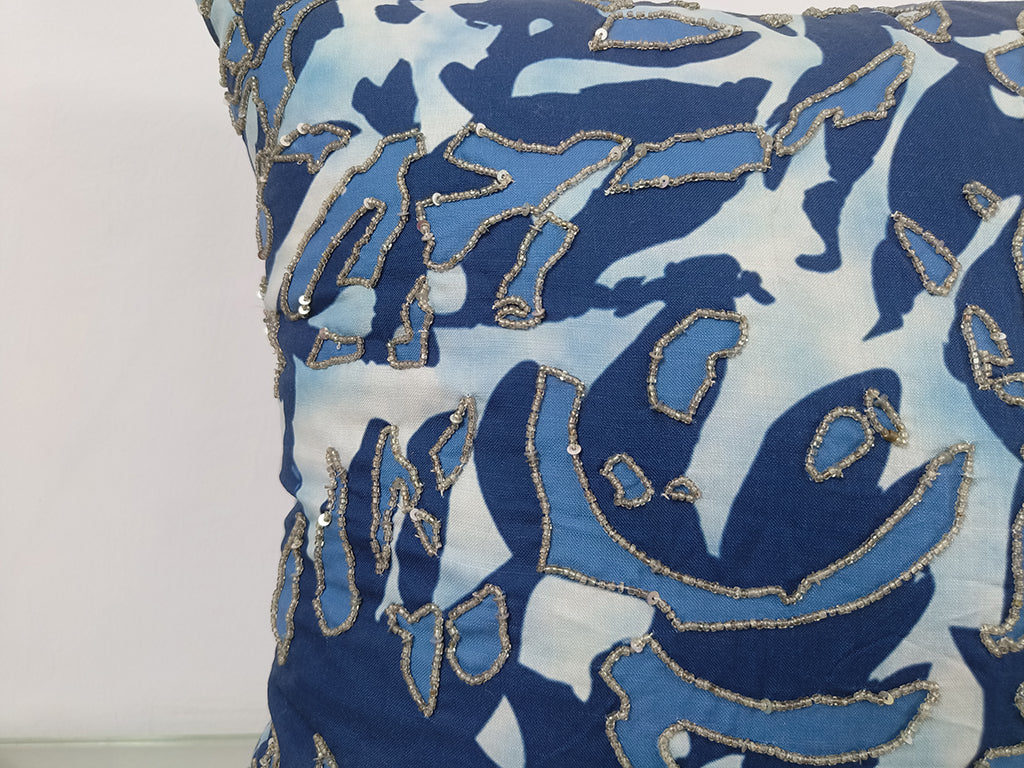 Digital Printed With Sequence Work Throw Pillow Case.