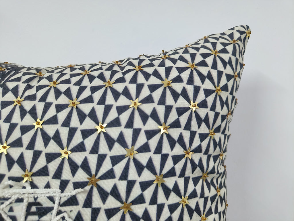 Digital Printed With Sequence Work Throw Pillow Case.