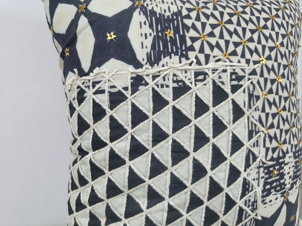 Digital Printed With Sequence Work Throw Pillow Case.