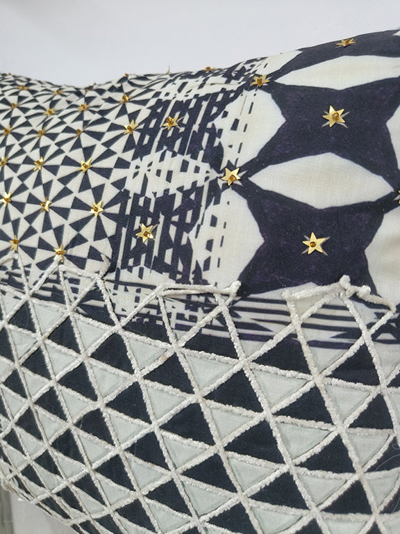 Digital Printed With Sequence Work Throw Pillow Case.