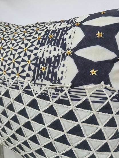 Digital Printed With Sequence Work Throw Pillow Case.