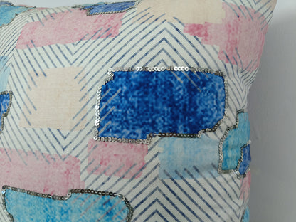 Digital Printed Throw Pillow Case With Sequence Work.