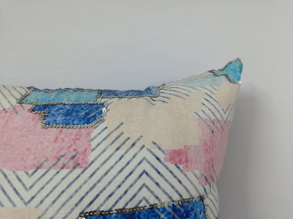 Digital Printed Throw Pillow Case With Sequence Work.