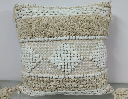Handmade Cushion Cover Made On Loom With Fringes.