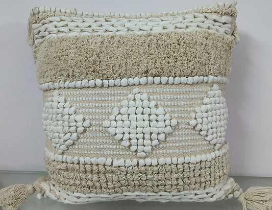 Handmade Cushion Cover Made On Loom With Fringes.