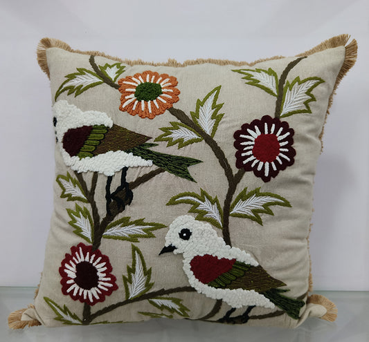 Handmade Embroidered Cushion Cover.