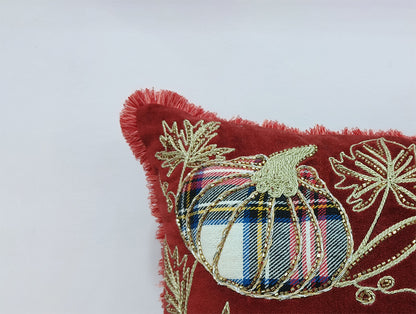 Handmade Chikan Embroidered Cushion Cover.