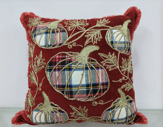 Handmade Chikan Embroidered Cushion Cover.