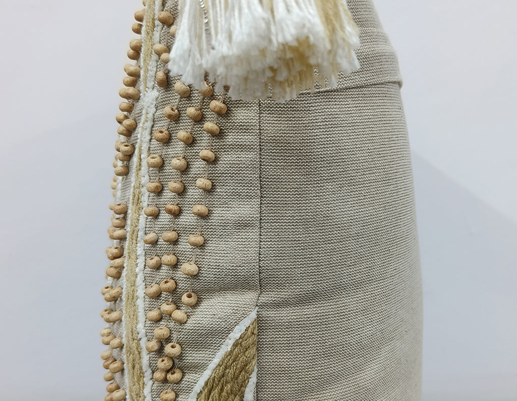 Handmade Chikan Embroidered Cushion Cover.