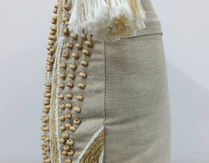 Handmade Chikan Embroidered Cushion Cover.