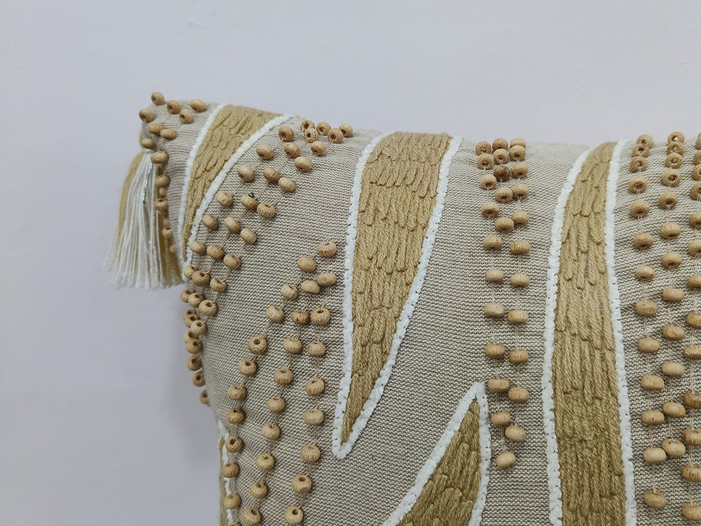 Handmade Chikan Embroidered Cushion Cover.