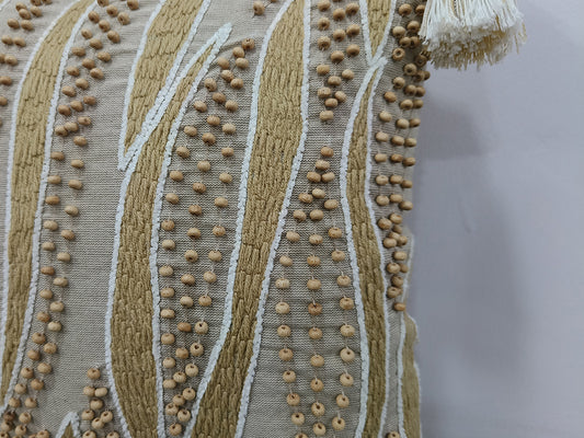 Handmade Chikan Embroidered Cushion Cover.